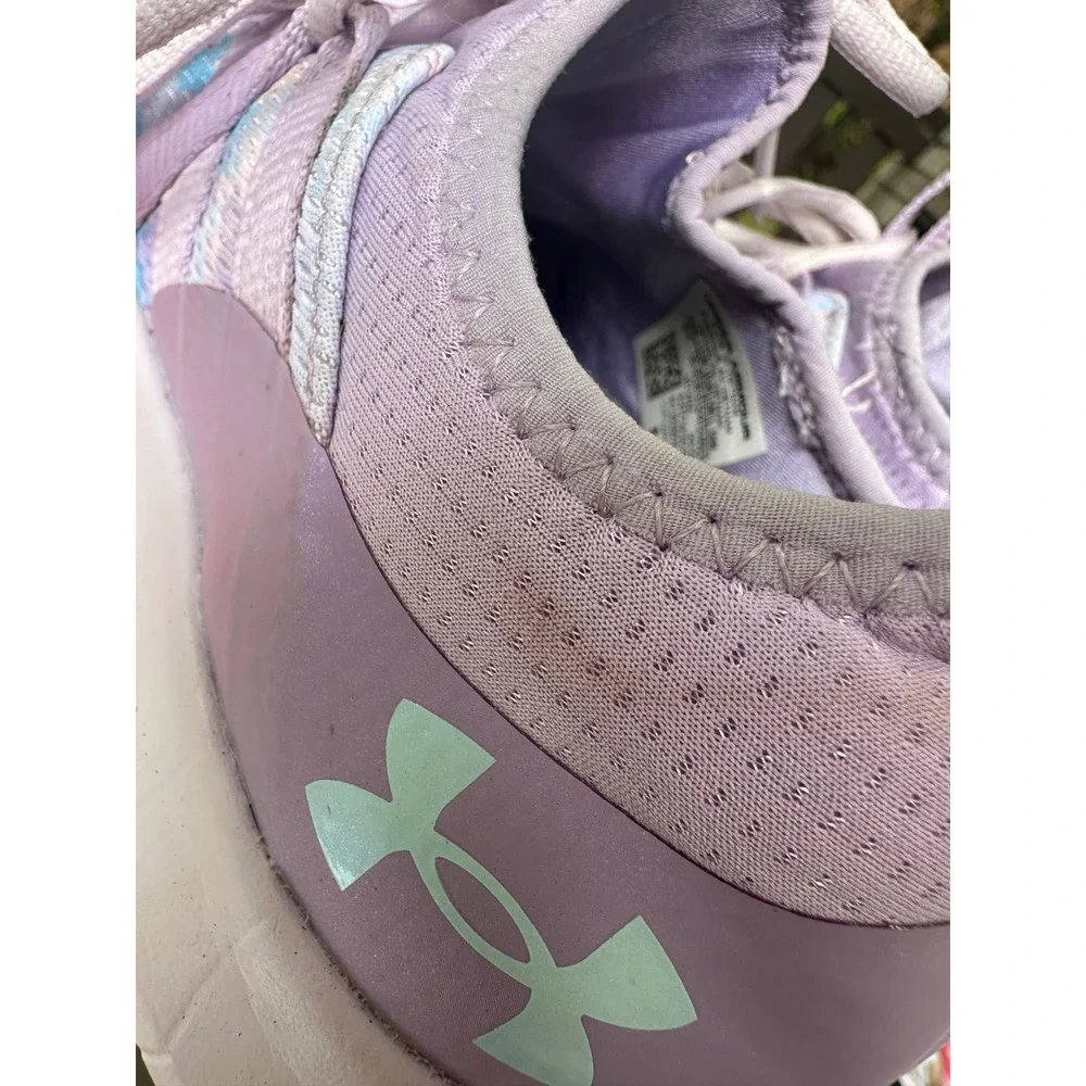 Under Armour Girls Running Shoes‎ Purple Blue Tie Dye Lace Up Sneakers 6Y